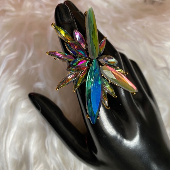 Giant Cosmic Starburst Dark AB adjustable  ring - Picture 4 of 9